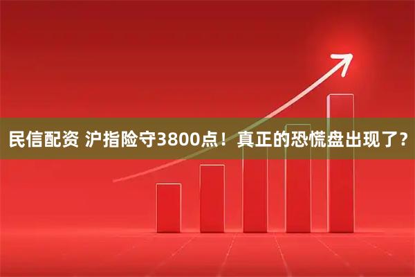 民信配资 沪指险守3800点！真正的恐慌盘出现了？