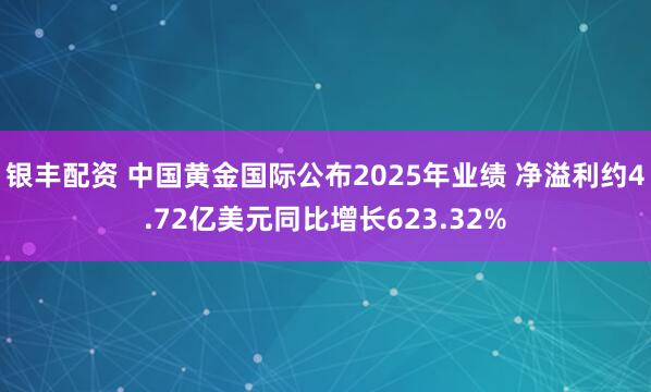 银丰配资 中国黄金国际公布2025年业绩 净溢利约4.72亿美元同比增长623.32%